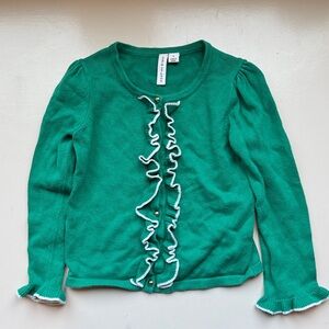 Janie and Jack Green Ruffle Cardigan